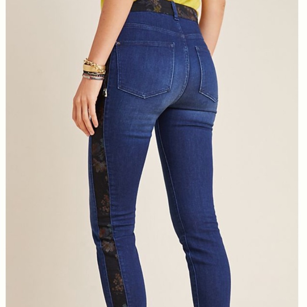Anthropology Pilcro and Letterpress Jeans with Vintage Floral Detail Worn 1x